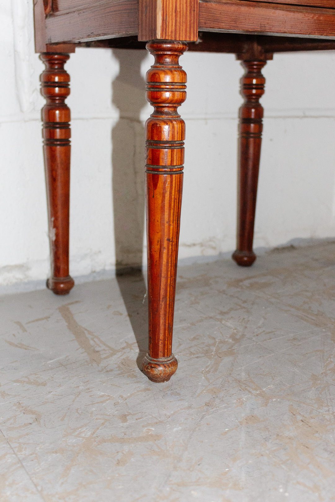 antique french marble top side table with turned wood legs