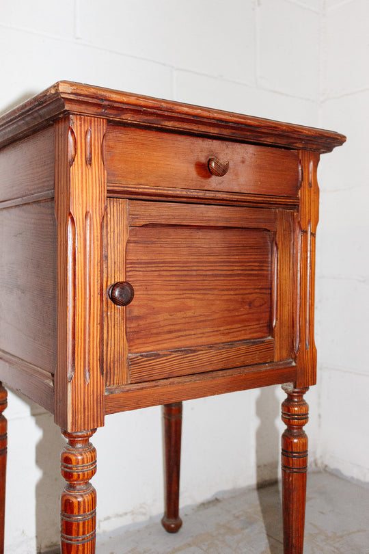 antique french marble top side table with turned wood legs