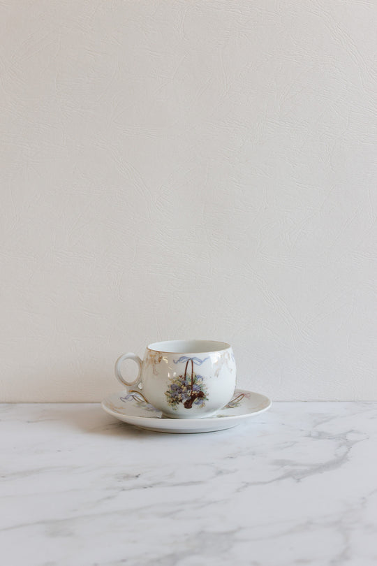 19th century austrian "victoria" handpainted teacups and saucers