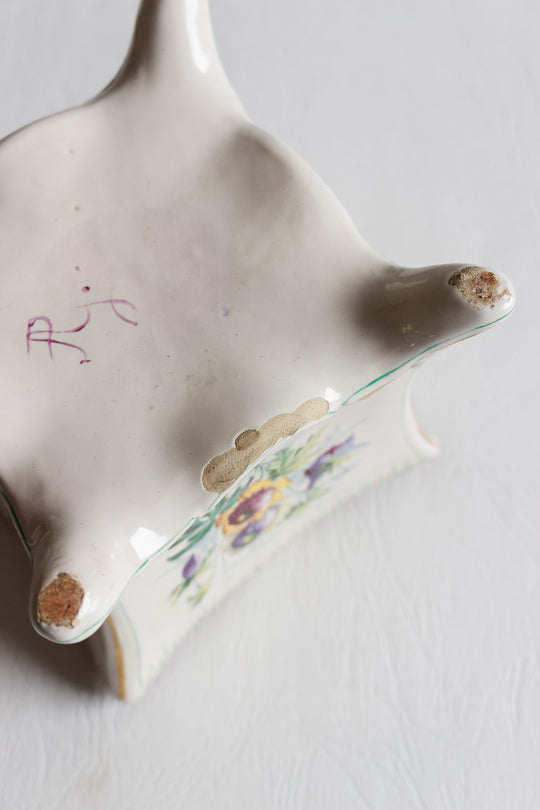 antique french hand painted floral cache-pot