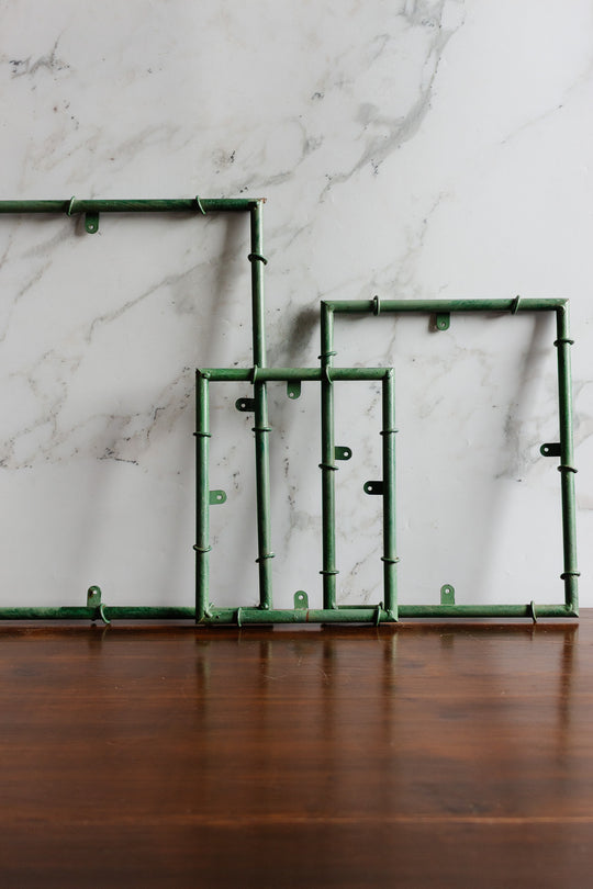 vintage french metal green painted photo frames