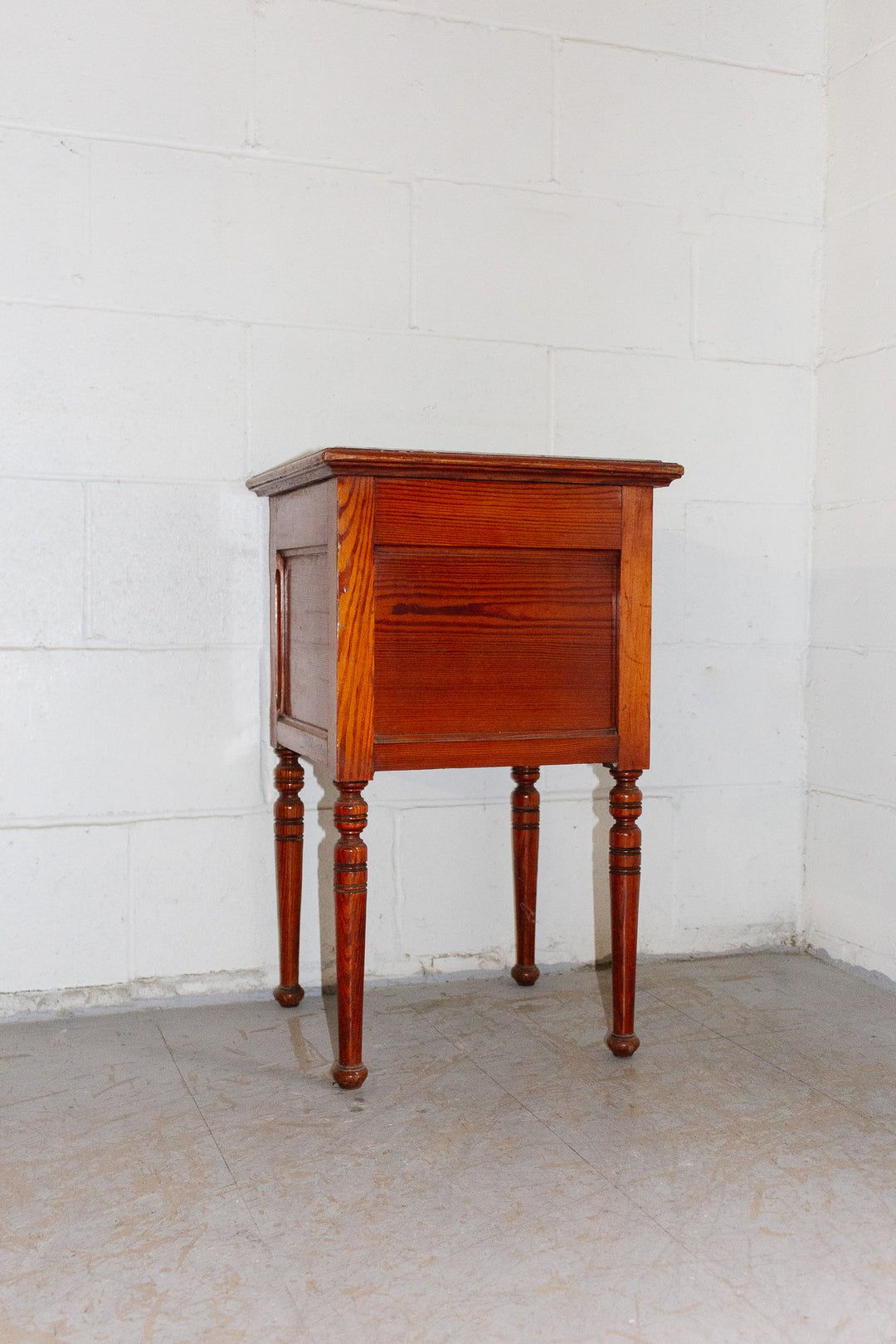 antique french marble top side table with turned wood legs