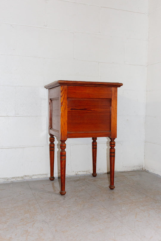 antique french marble top side table with turned wood legs