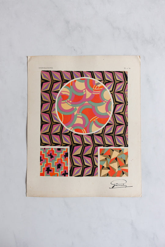 rare 1930s French art deco Pochoir screen prints, “Inspirations: Motifs en Couleur”