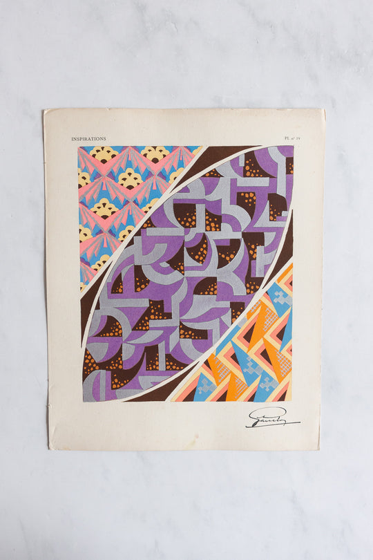 rare 1930s French art deco Pochoir screen prints, “Inspirations: Motifs en Couleur”