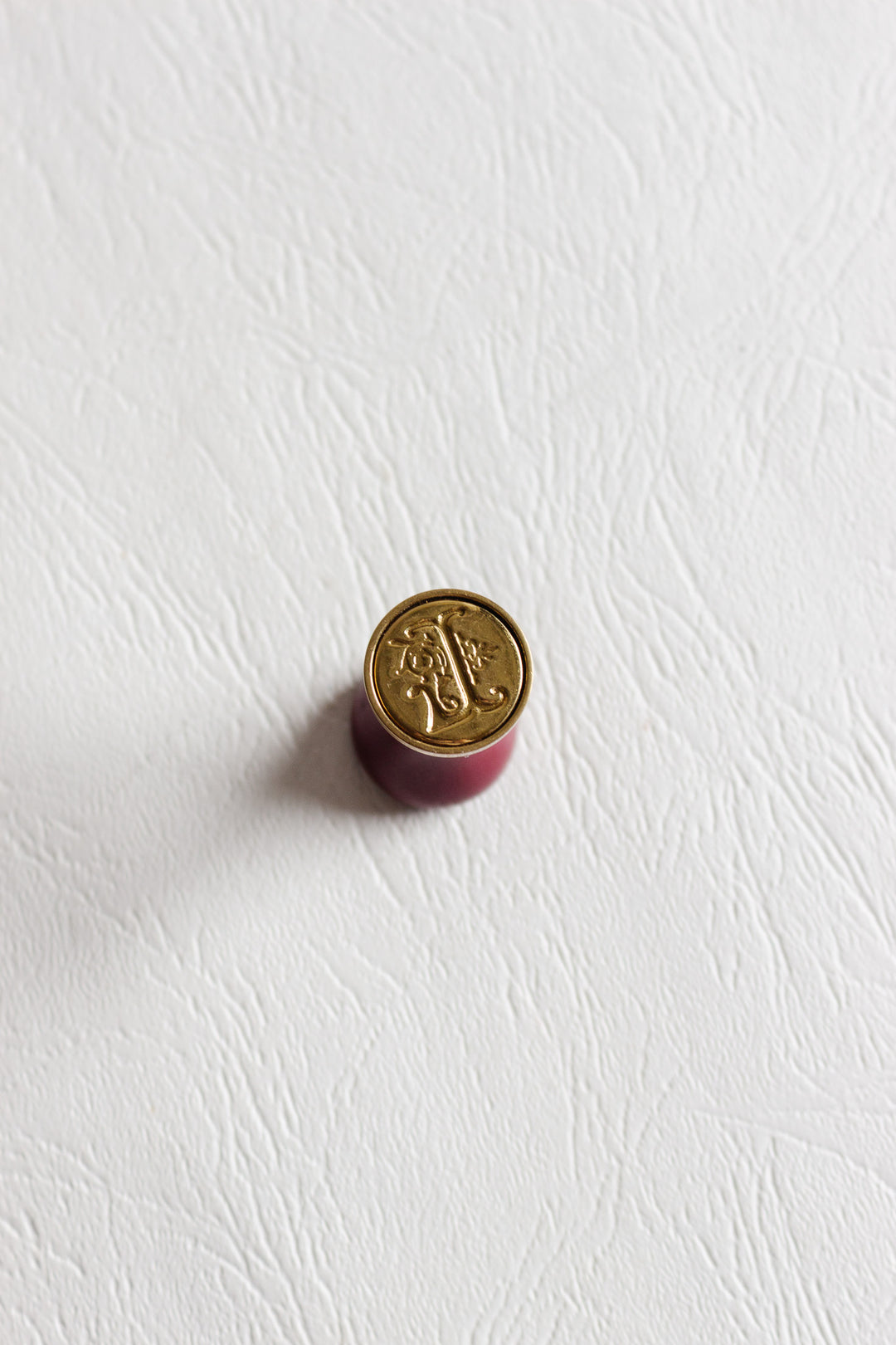 antique turned wood and brass "L" monogrammed wax seal