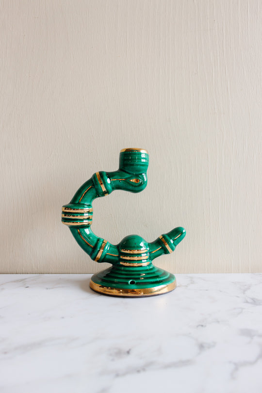 1950s French Vallauris pottery majolica lamp pair