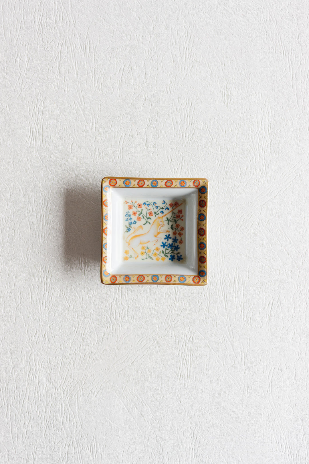 vintage french limoges trinket dish by philippe deshoulières depicting "la dame à la licorne"