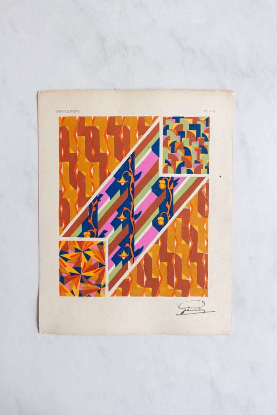 rare 1930s French art deco Pochoir screen prints, “Inspirations: Motifs en Couleur”