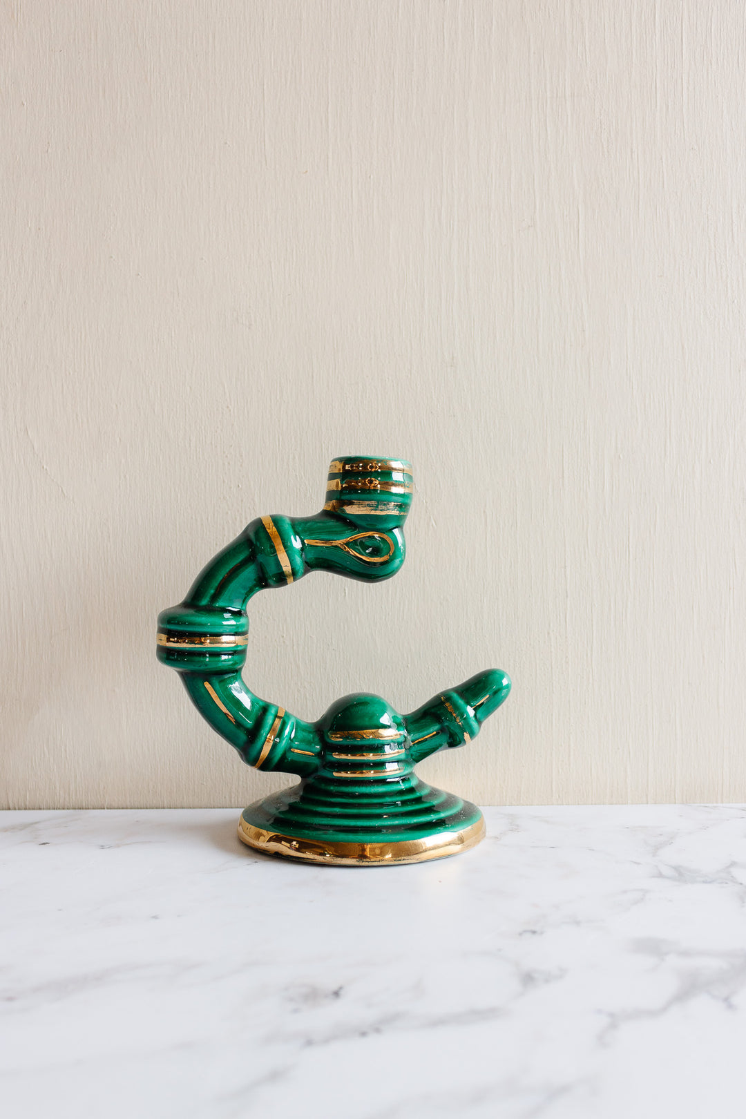 1950s French Vallauris pottery majolica lamp pair