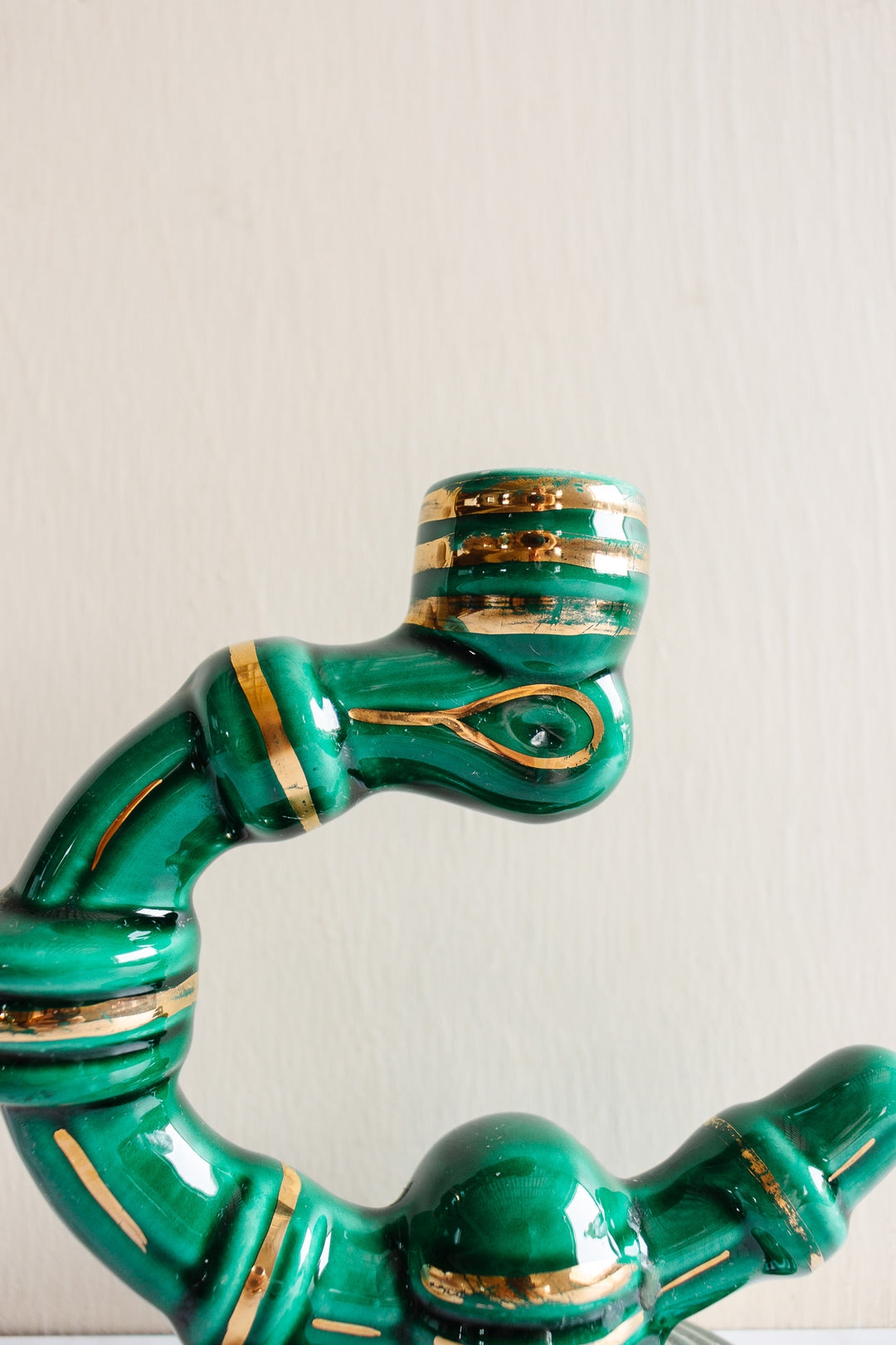 1950s French Vallauris pottery majolica lamp pair