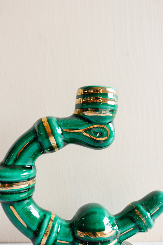 1950s French Vallauris pottery majolica lamp pair