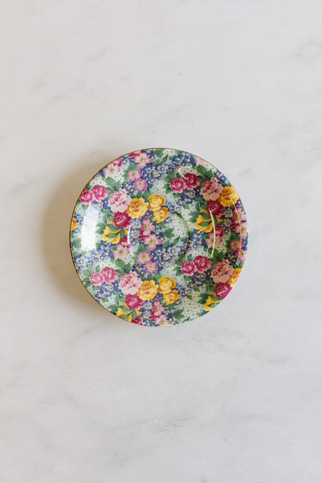 pair of vintage English royal winton floral chintz plates "julia"