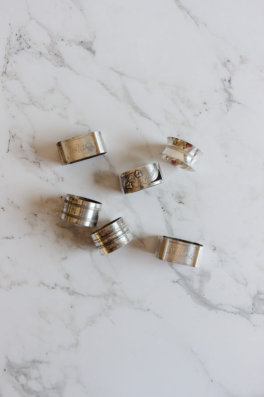 eclectic set 6 of antique french silverplate napkin rings