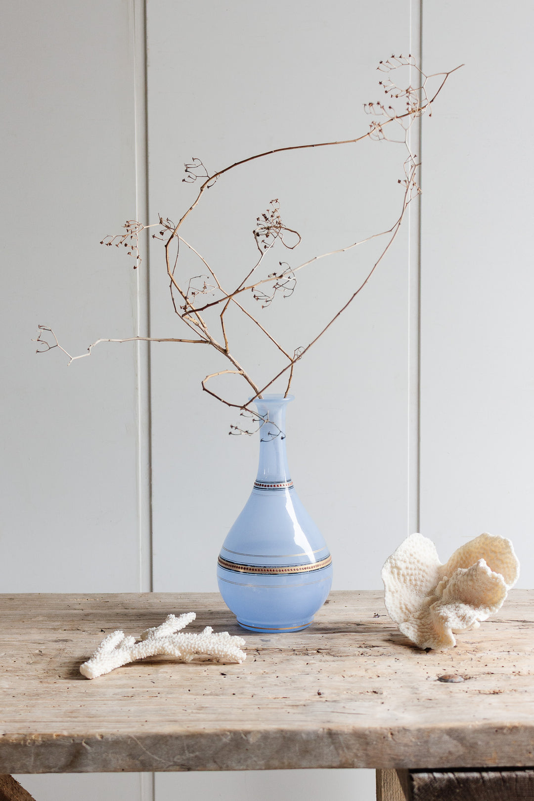 vintage french striped blue opaline carafe
