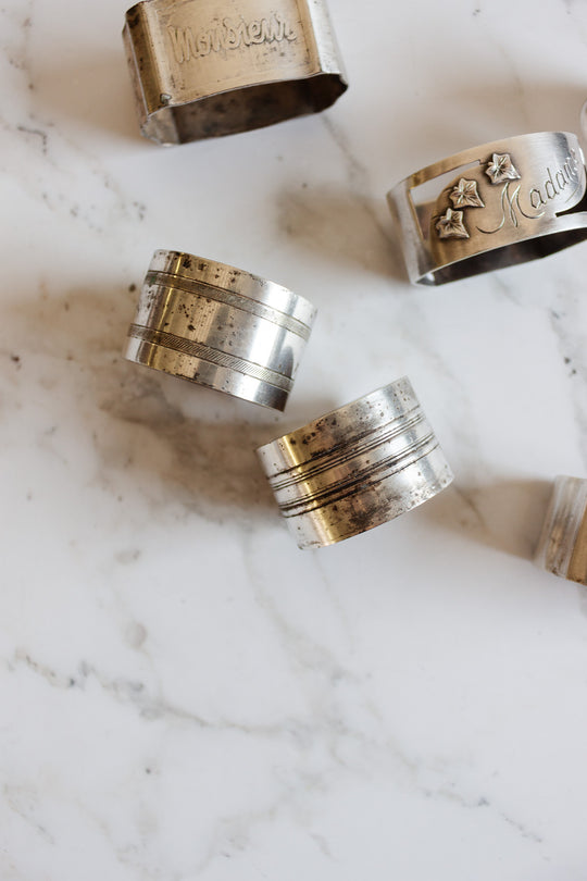 eclectic set 6 of antique french silverplate napkin rings