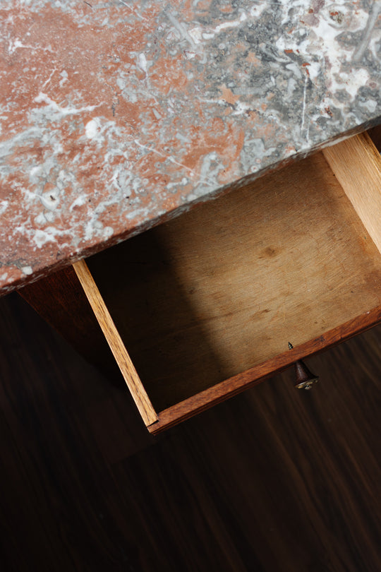 antique french marble top oak chevet