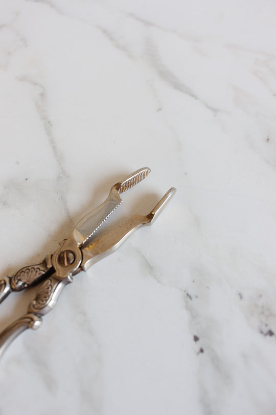 antique french silverplate sugar tongs
