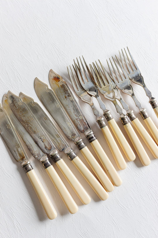 vintage english sheffield fish cutlery set