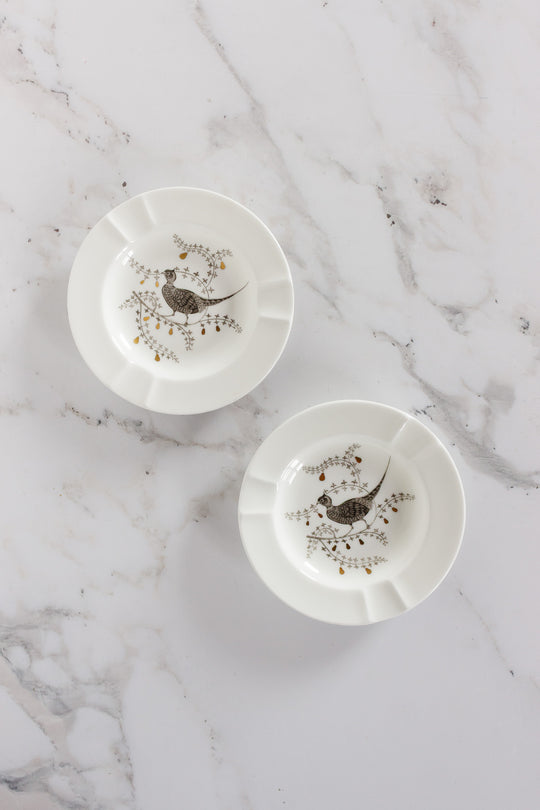 pair of 1960s wedgwood "partidge in a pear tree" ashtrays