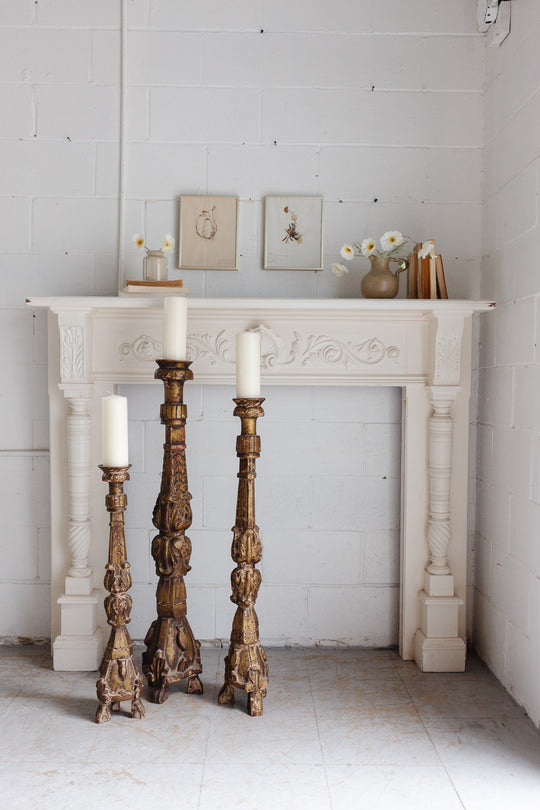 rare turn of the century italian gilt wood altar candlestick