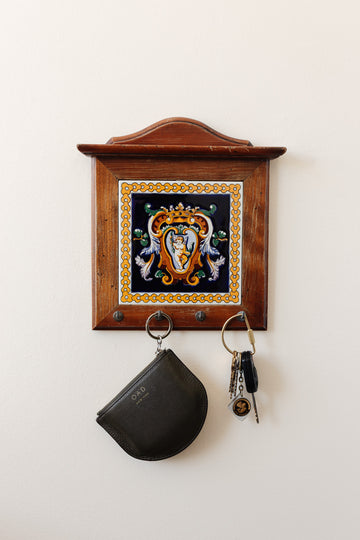vintage french gien tile key holder