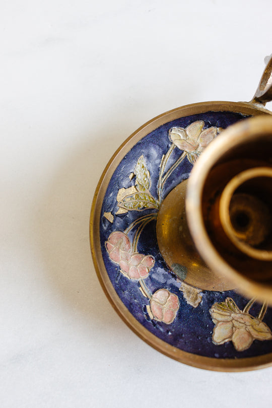 vintage french cloisonné chamberstick