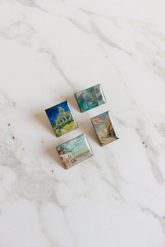 set of 4 vintage french art pins
