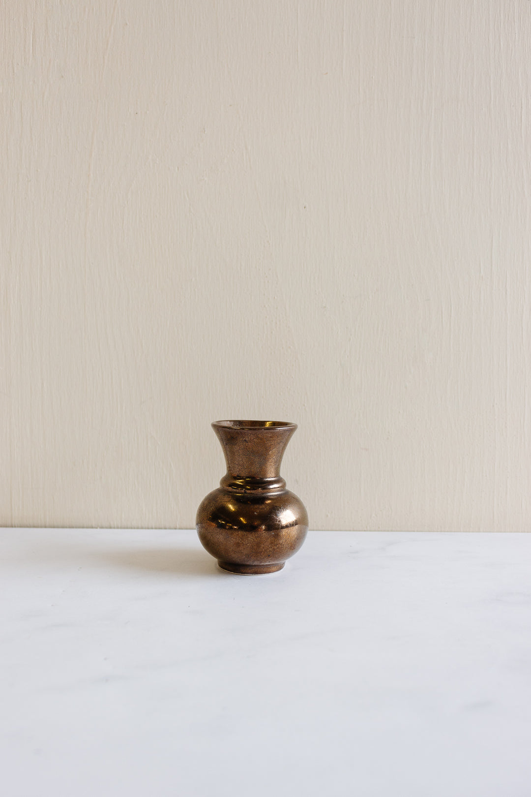 midcentury english prinknash pottery bud vase with rare metallic bronze glaze