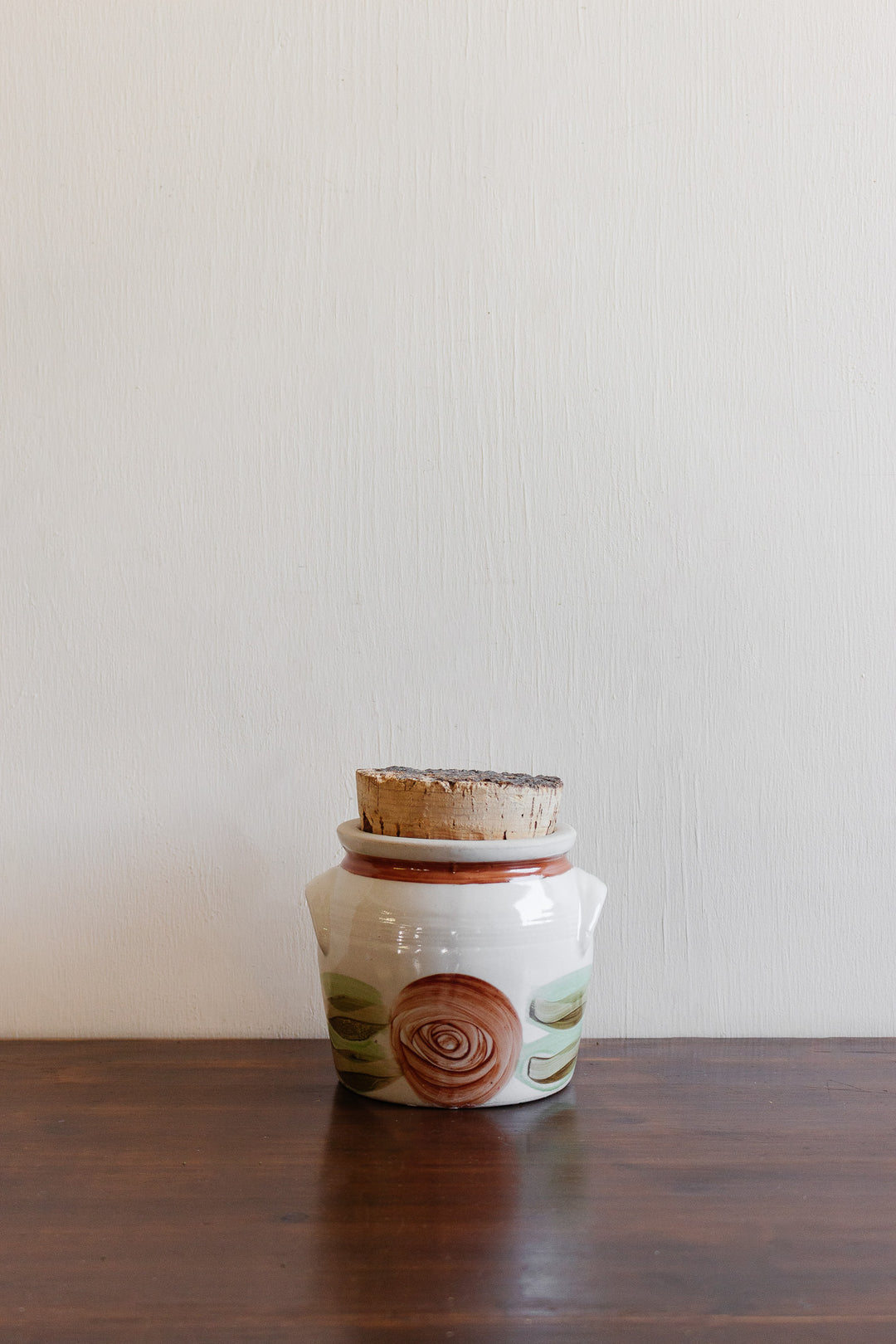 vintage french cornichons pot with cork lid