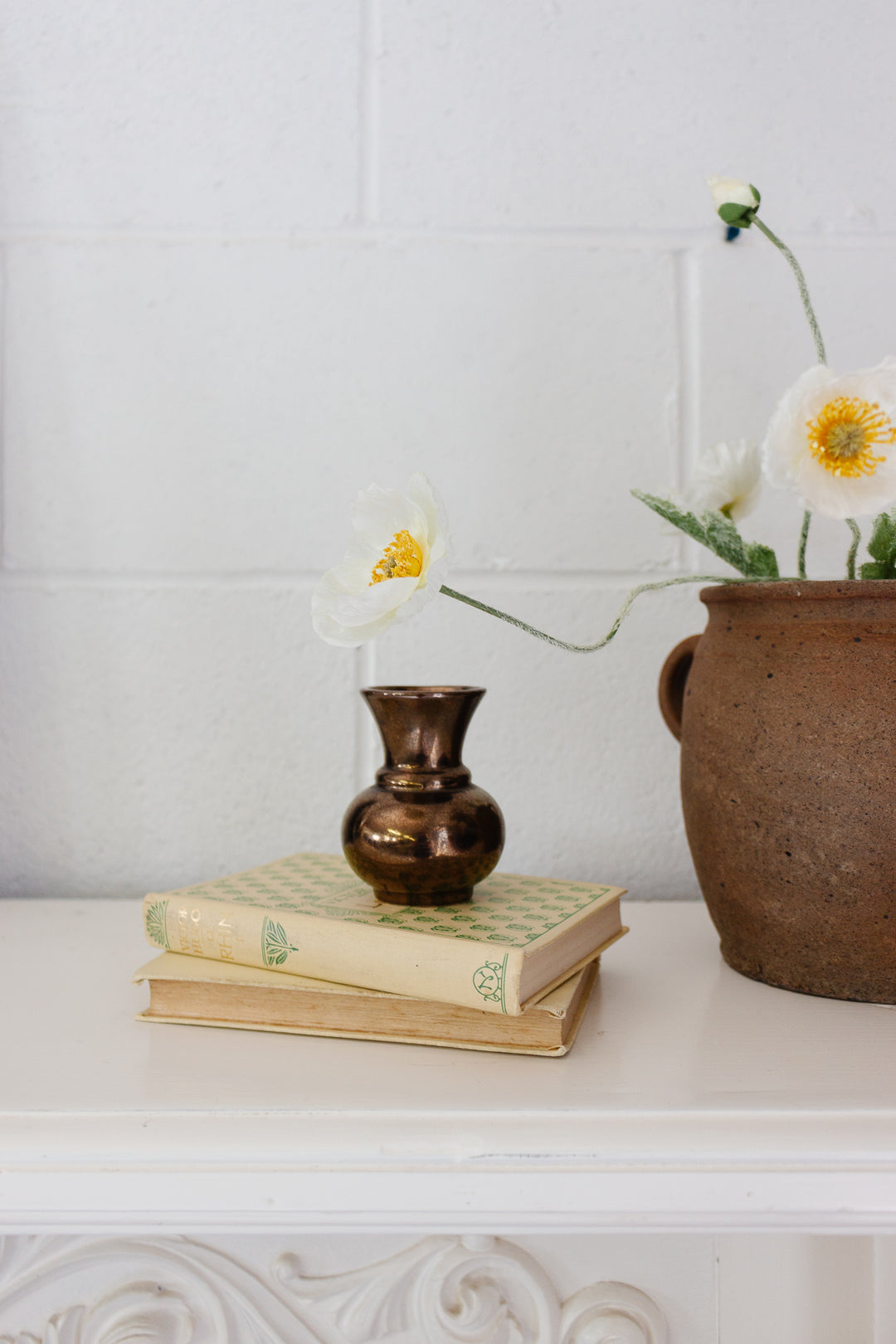 midcentury english prinknash pottery bud vase with rare metallic bronze glaze