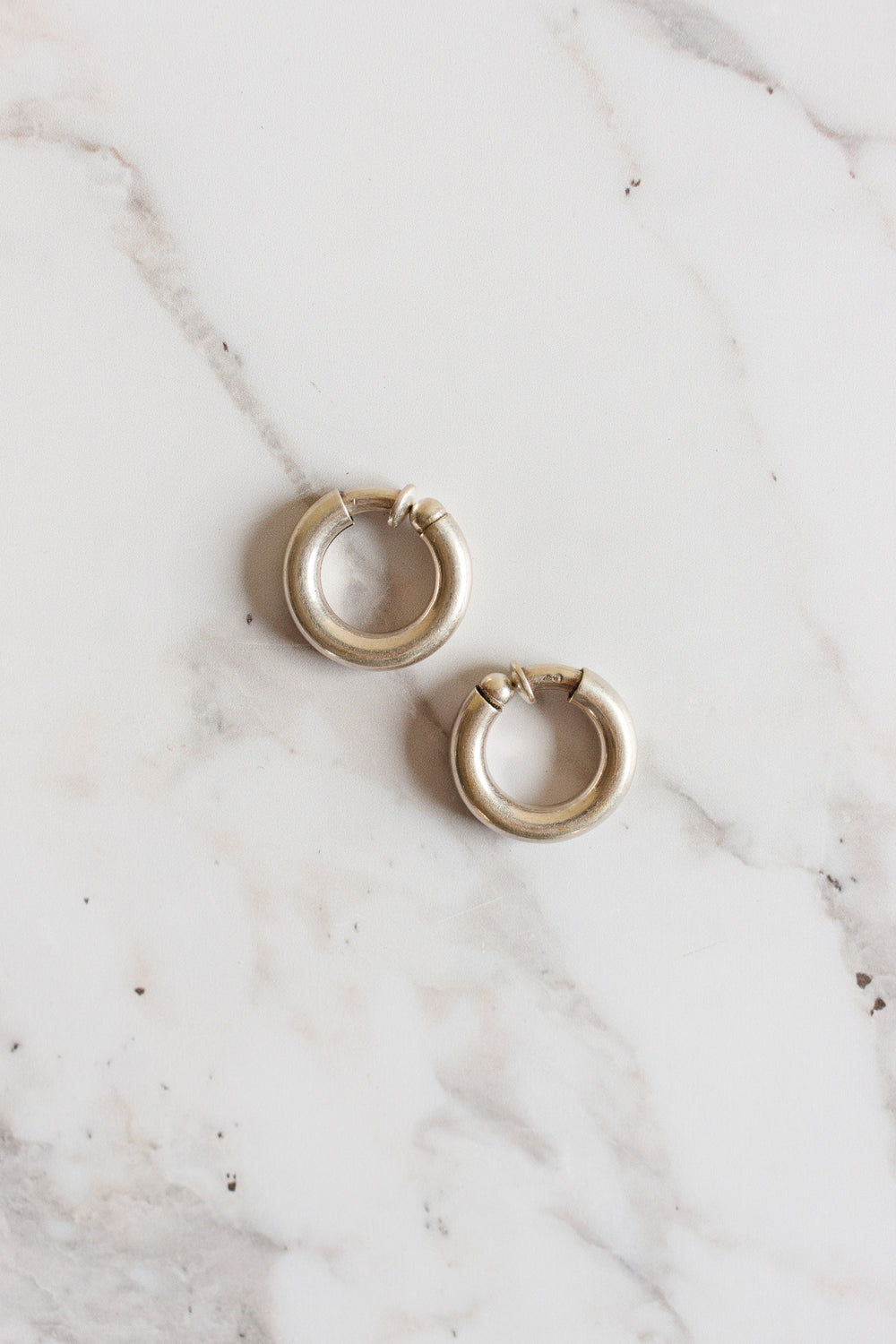 vintage French 925 silver chunky hoop earrings