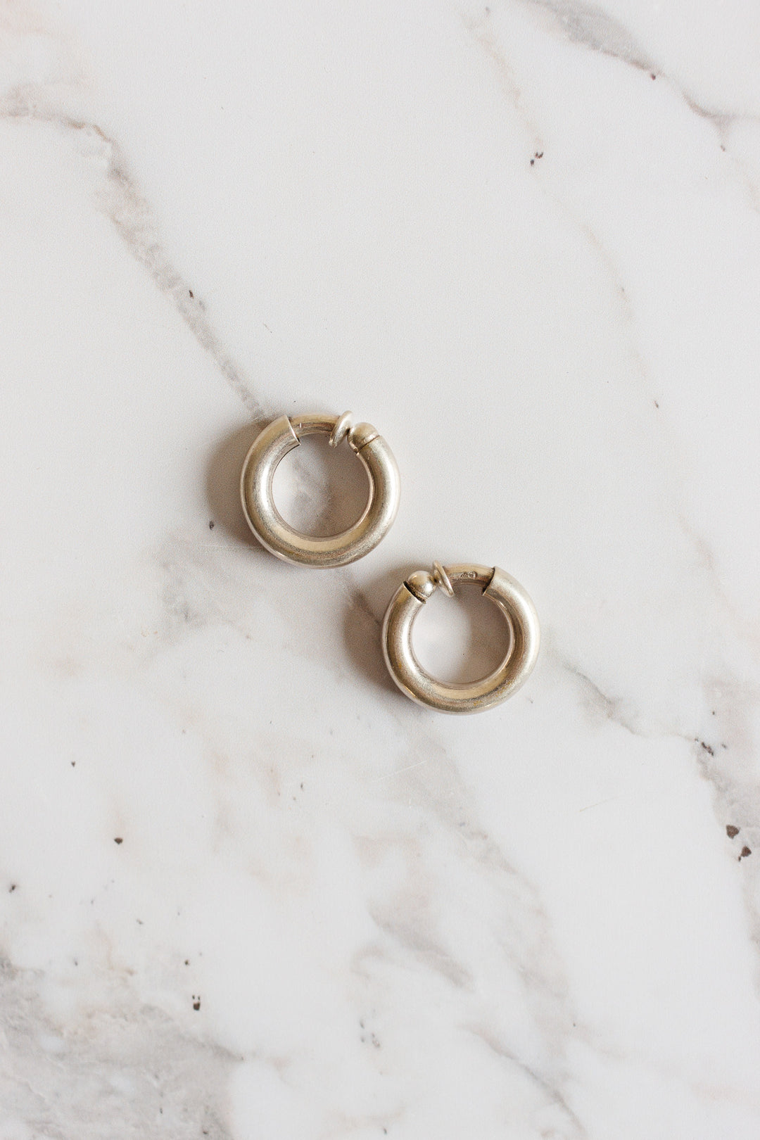 vintage French 925 silver chunky hoop earrings