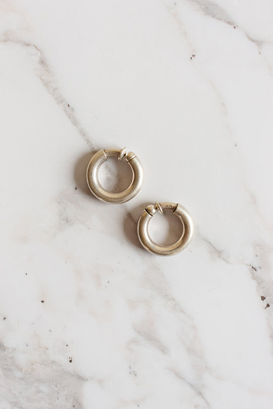 vintage French 925 silver chunky hoop earrings