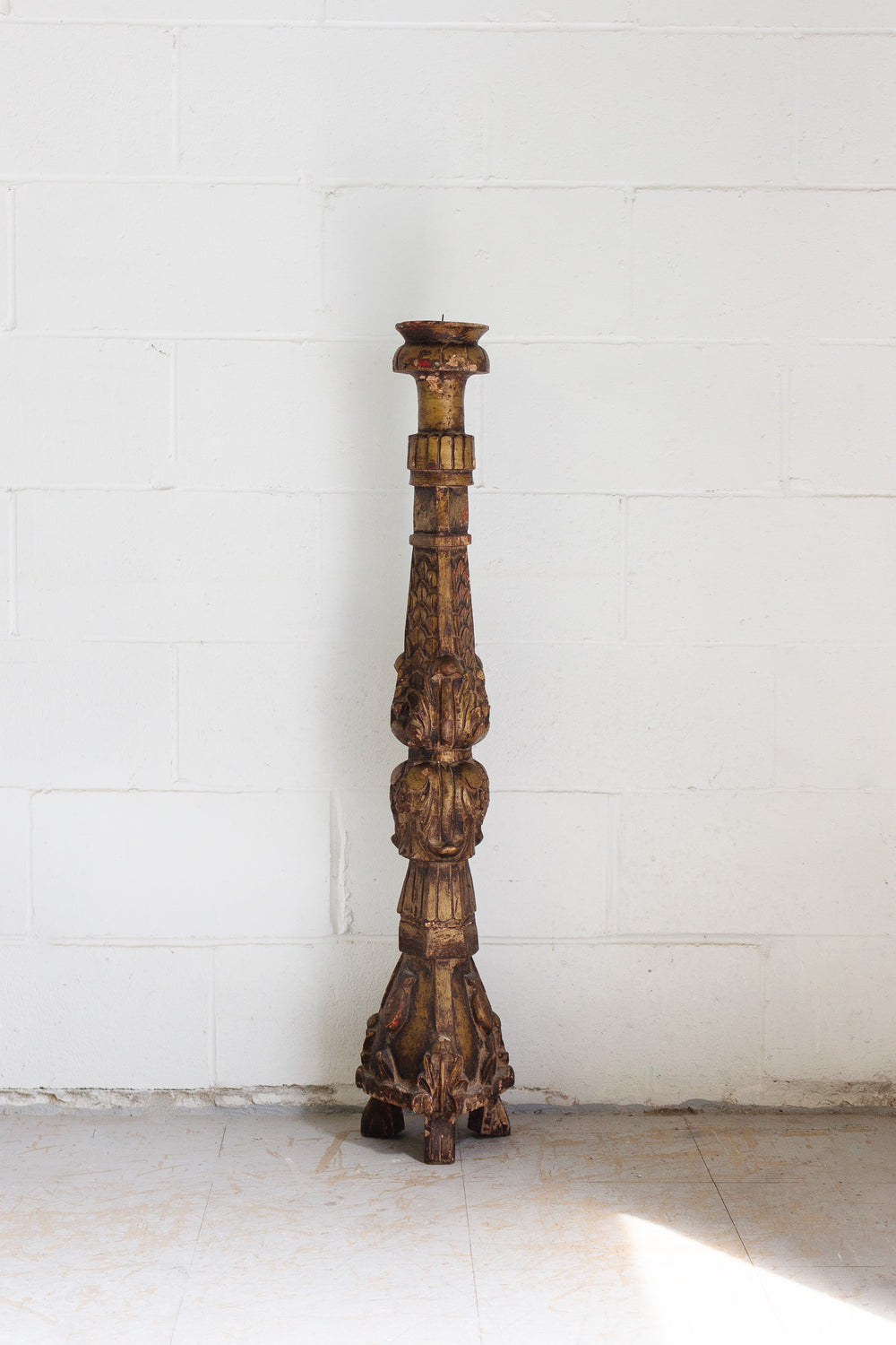 rare turn of the century italian gilt wood altar candlestick