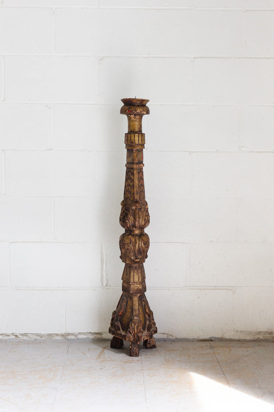 rare turn of the century italian gilt wood altar candlestick