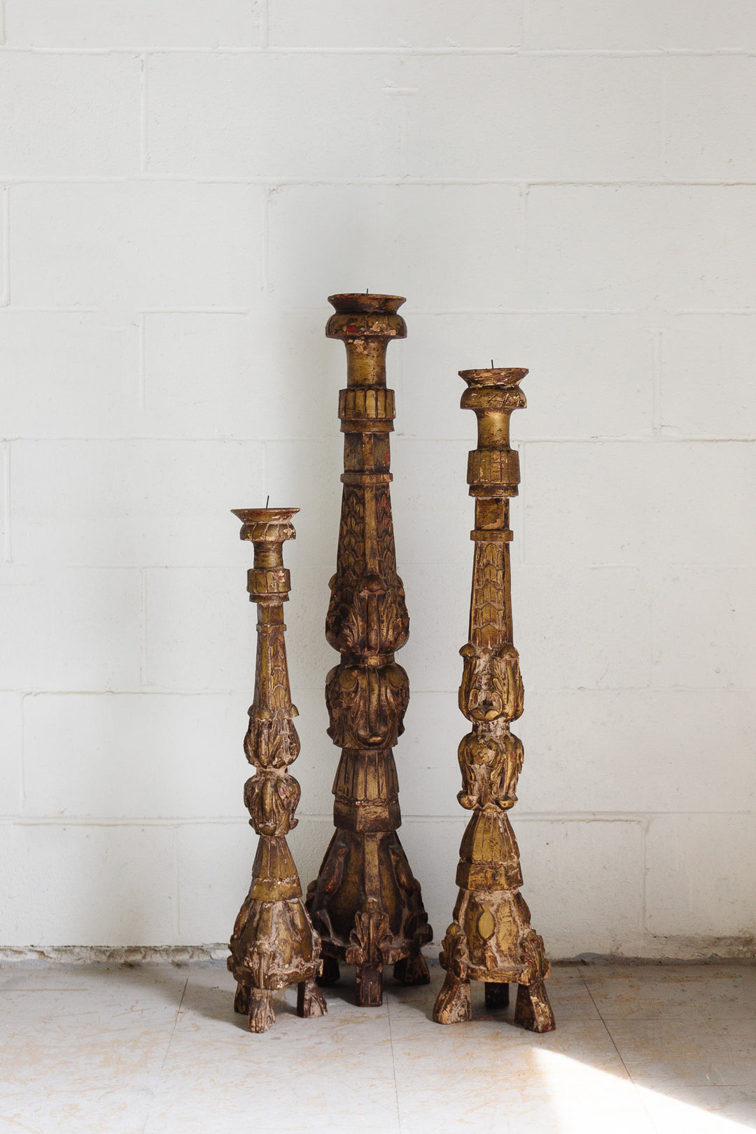 rare turn of the century italian gilt wood altar candlestick