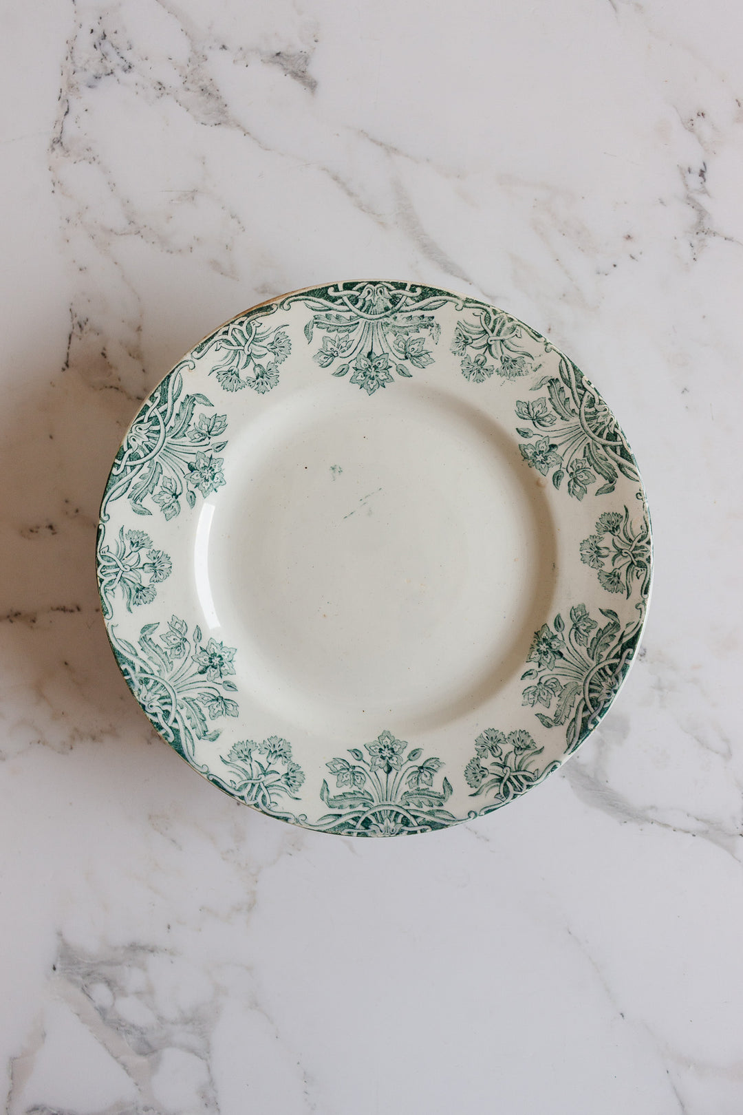 antique french transferware "moderne" st. amand cake plate