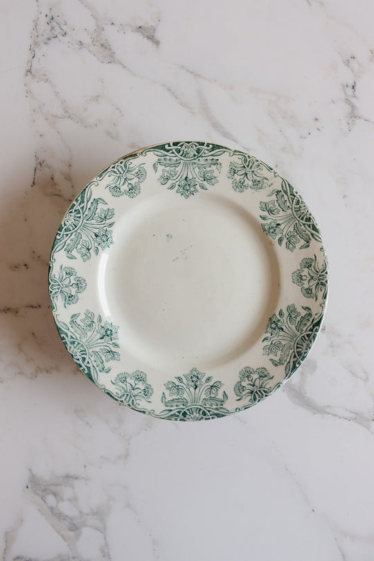antique french transferware "moderne" st. amand cake plate