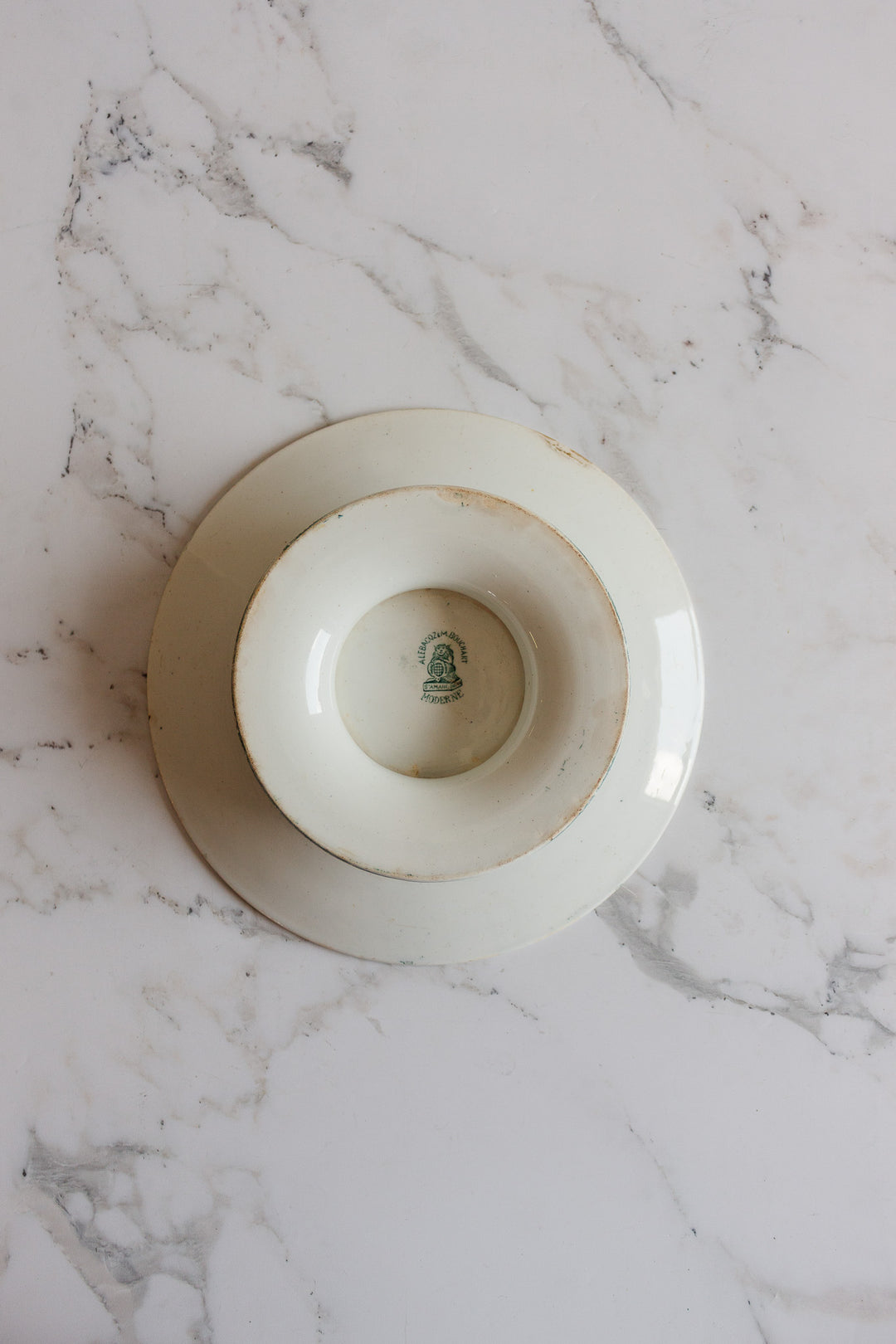 antique french transferware "moderne" st. amand cake plate
