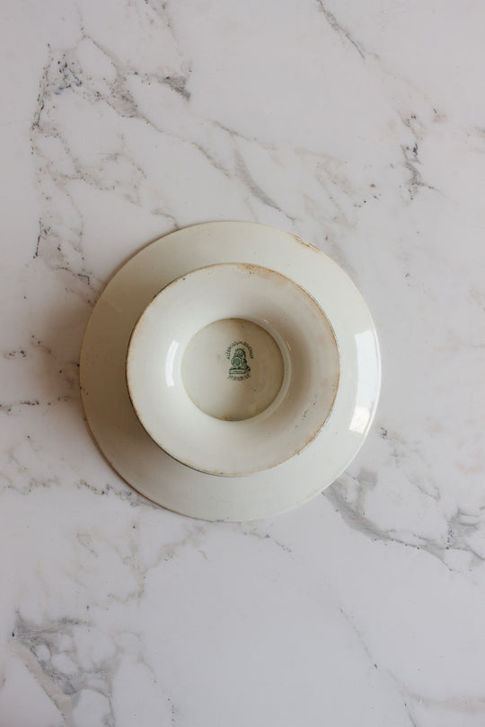antique french transferware "moderne" st. amand cake plate