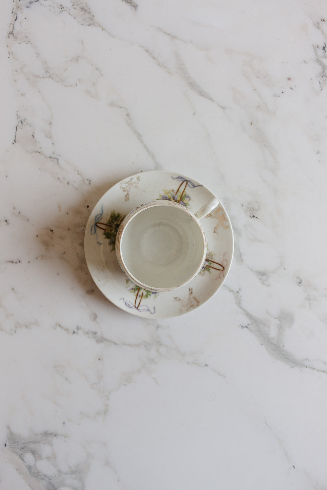 19th century austrian "victoria" handpainted teacups and saucers