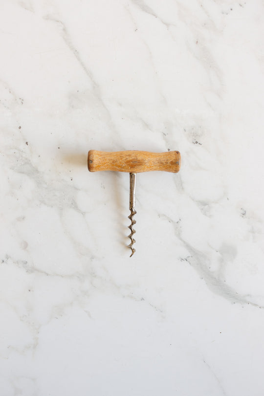 vintage french "tire bouchone" wood handled cork screw
