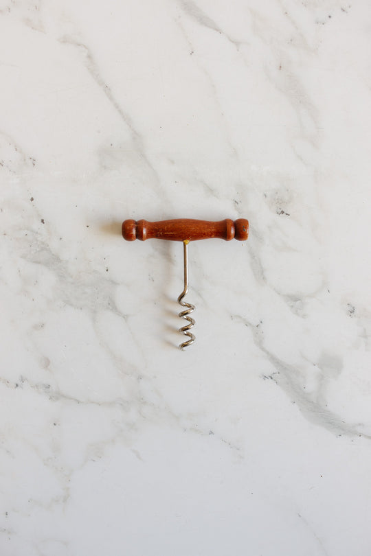 vintage french "tire bouchone" wood handled cork screw