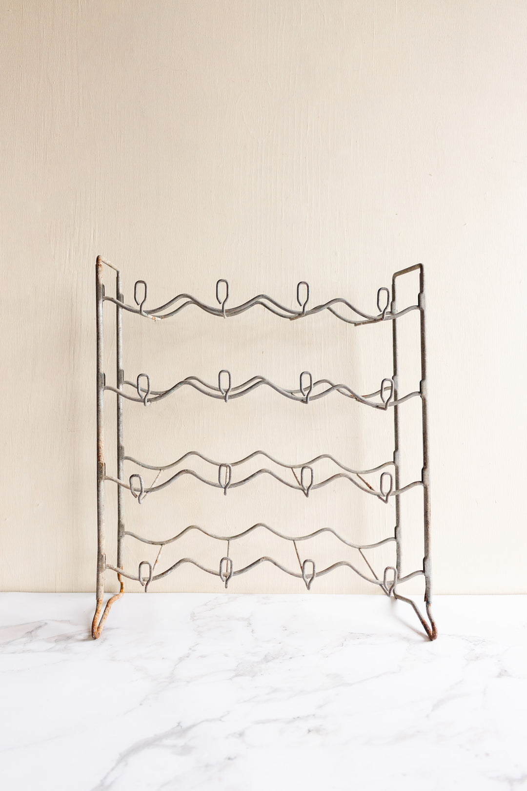 antique French wire bottle rack