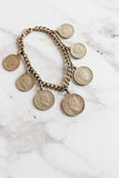 midcentury French coin bracelet