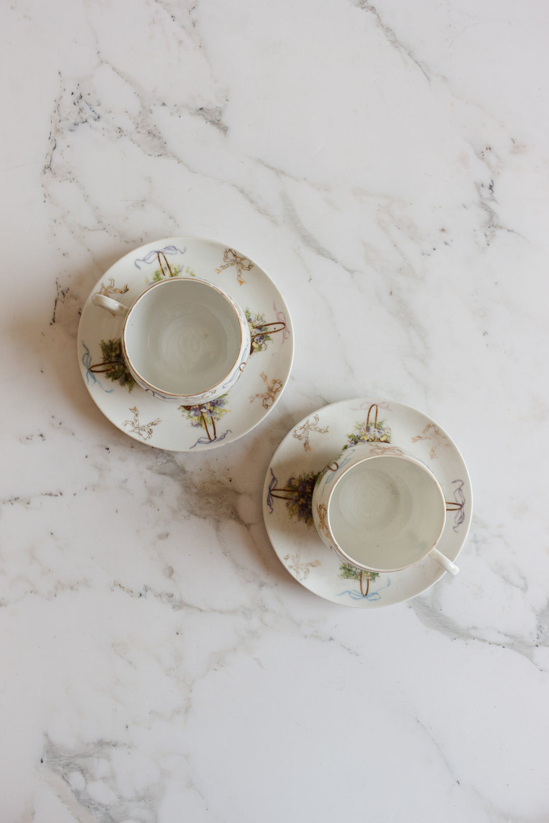 19th century austrian "victoria" handpainted teacups and saucers