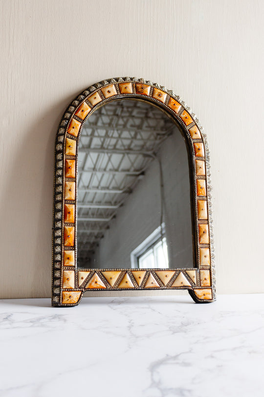 vintage moroccan camel bone mirror