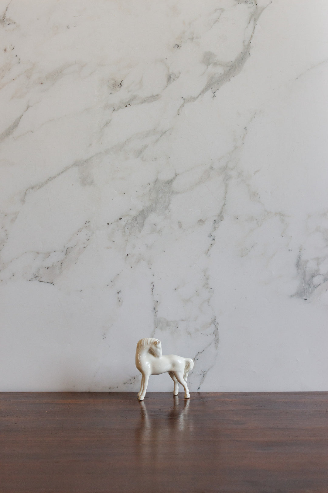 pair of vintage french white porcelain horse figurines