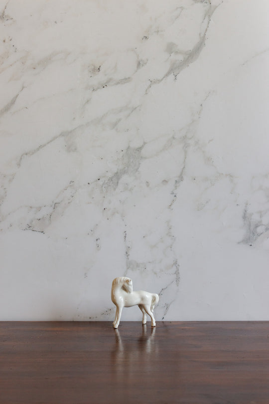 pair of vintage french white porcelain horse figurines